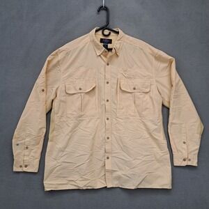 RAIL RIDERS Mens XL Beige Utility Fishing Outdoor Long Sleeve Button Up Shirt